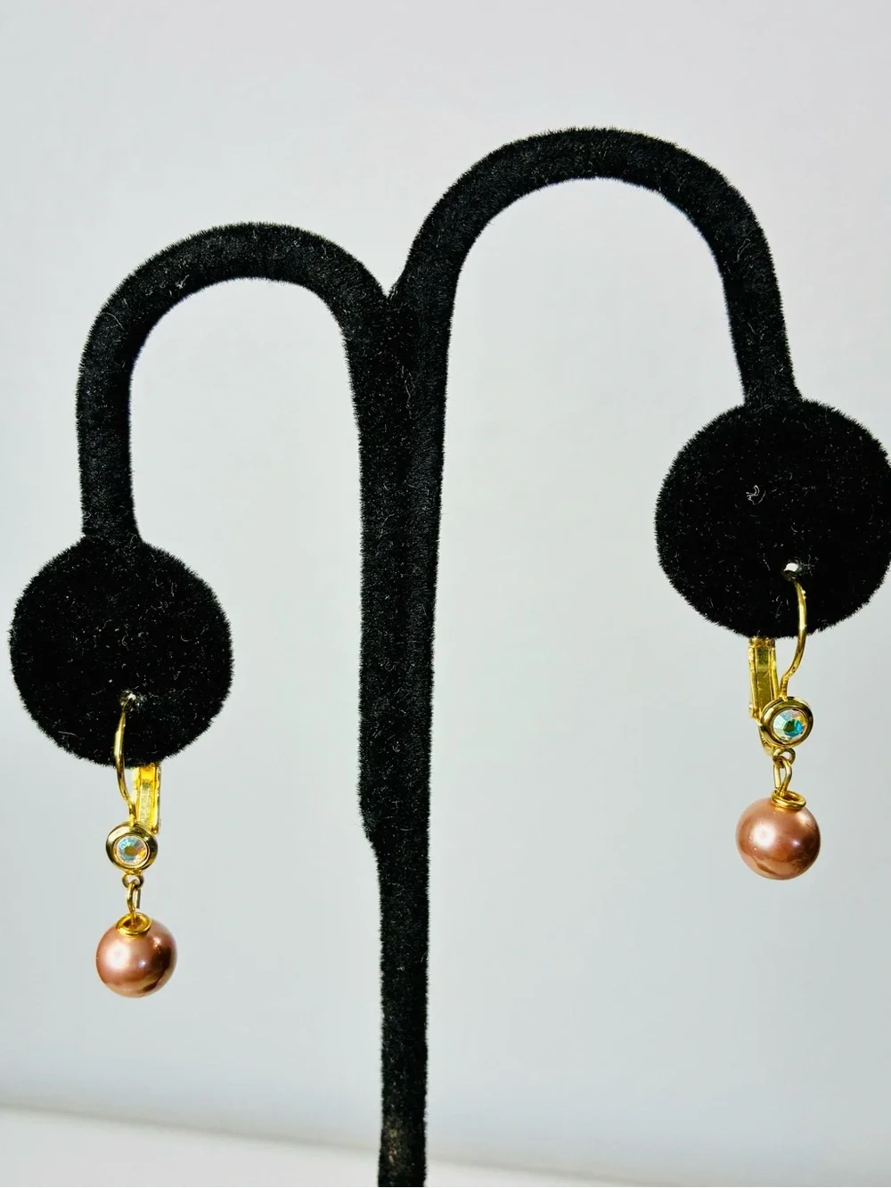 Kirks Folly Gold-tone Pink Pearl Drop Earrings with Crystal
